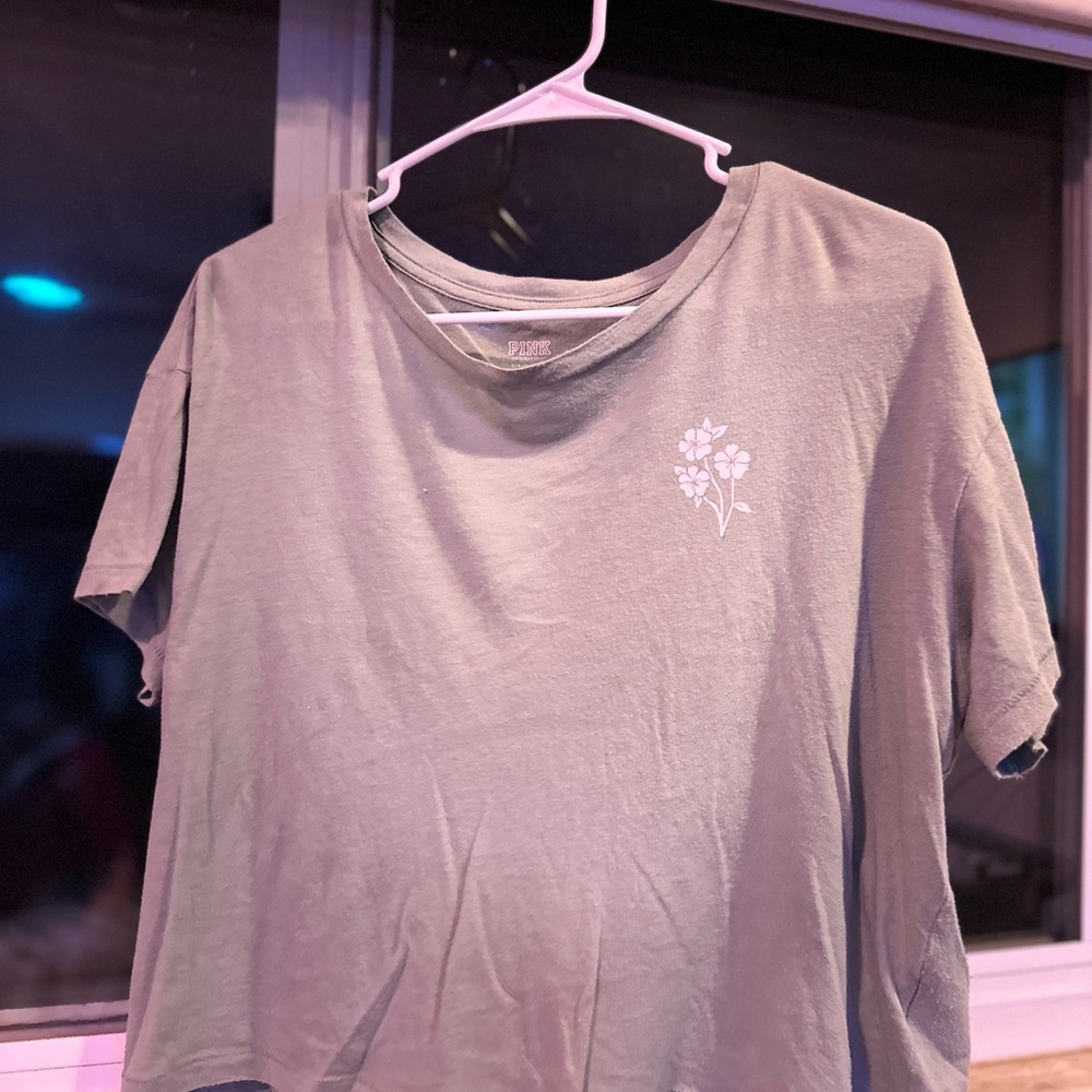 Gray Crop Relaxed Short Sleeve T-Shirt